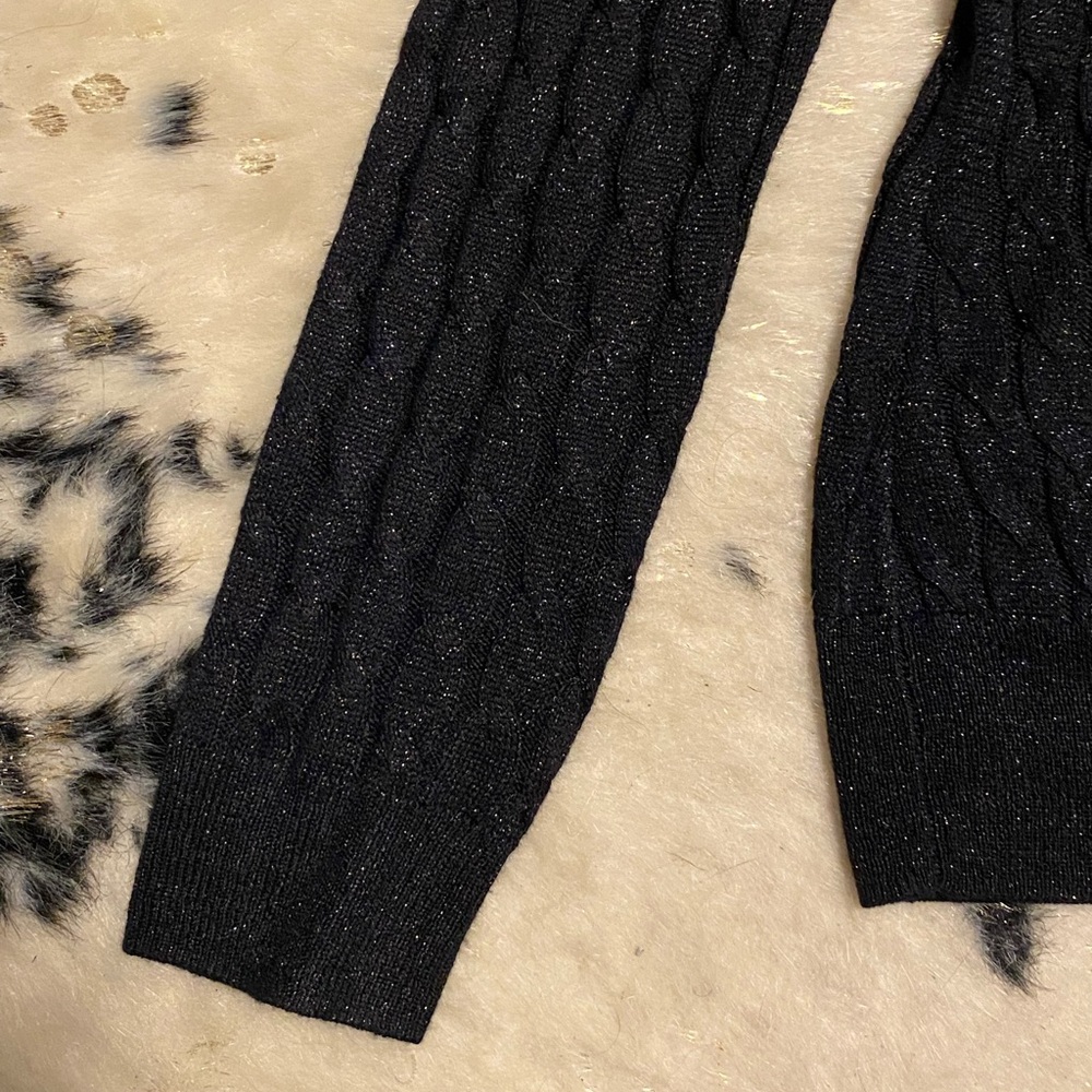 LOFT Petites Sparlky Lightweight Black Cable Knit Sweater - Picture 5 of 5